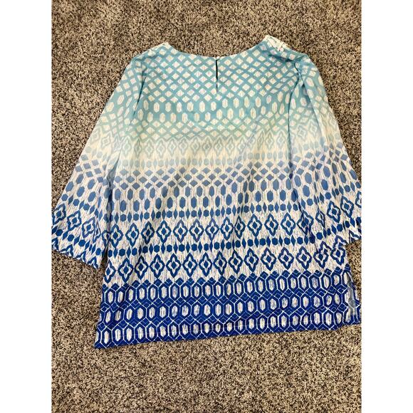 🌟3 for $35🌟 Alfred Dunner Women's Neptune Beach Ombre Diamond Print Tunic Top, M - Picture 7 of 8